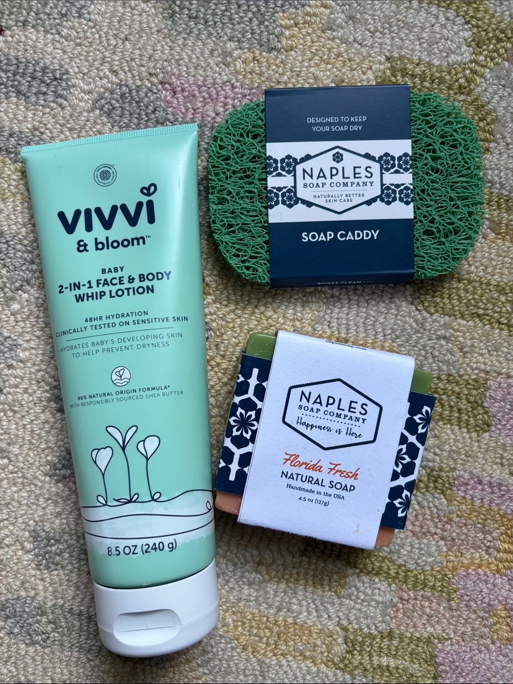 3-pc Naples Soap Company + Vivvi & Bloom 2-in-1 face + body whip lotion all NWT